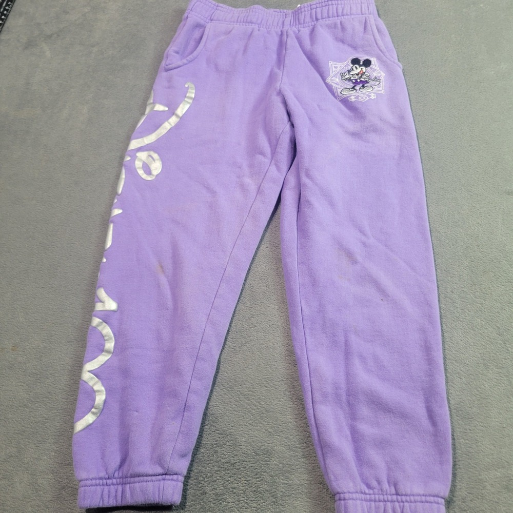 Disney Sweatpants‎ Kids 7/8 Purple Mickey Mouse 100 Years of Wonder Joggers SEO